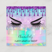 Makeup Eyelash-microblade nagels Studio Paarse dri Vierkante Visitekaartje (Voorkant)