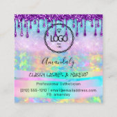 Makeup Eyelash-microblade nagels Studio Paarse dri Vierkante Visitekaartje (Achterkant)