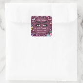 Makeup Eyelash Packaging Cleaner Floral Burgundy Vierkante Sticker (Tas)