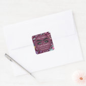 Makeup Eyelash Packaging Cleaner Floral Burgundy Vierkante Sticker (Envelop)
