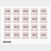 Makeup Eyelash Packaging Cleaner Floral Paars Vierkante Sticker (Vel)