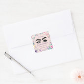 Makeup Eyelash Packaging Cleaner Floral Paars Vierkante Sticker (Envelop)