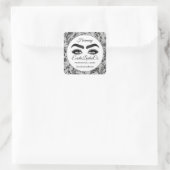Makeup Eyelash Packaging Cleaner Floral Vierkante Sticker (Tas)