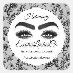 Makeup Eyelash Packaging Cleaner Floral Vierkante Sticker