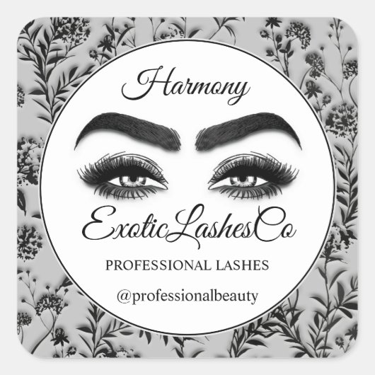 Makeup Eyelash Packaging Cleaner Floral Vierkante Sticker (Voorkant)
