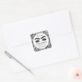 Makeup Eyelash Packaging Cleaner Floral Vierkante Sticker (Envelop)