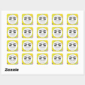 Makeup Eyelash Packaging Cleaner Floral Yellow Vierkante Sticker (Vel)