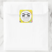 Makeup Eyelash Packaging Cleaner Floral Yellow Vierkante Sticker (Tas)