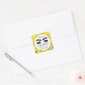 Makeup Eyelash Packaging Cleaner Floral Yellow Vierkante Sticker (Envelop)