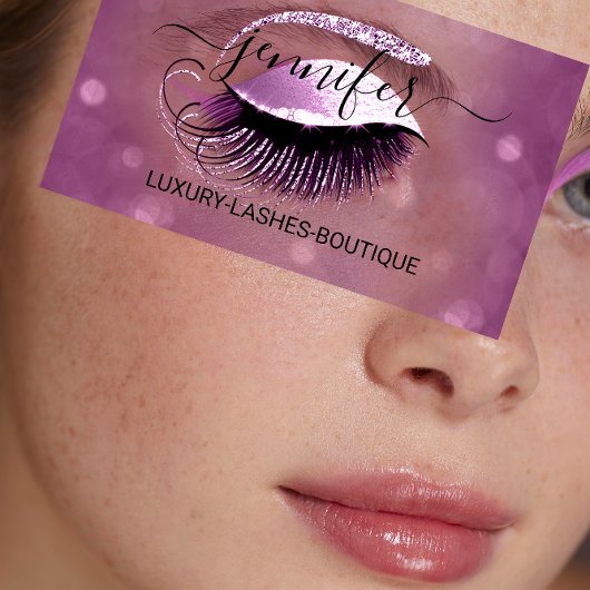 Makeup Eyelash QR Code Logo Glitter Berry Roze Visitekaartje