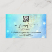 Makeup Eyelash QR Code Logo Glitter Blue Gold Visitekaartje (Achterkant)