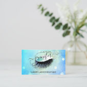 Makeup Eyelash QR Code Logo Glitter Blue Gold Visitekaartje (Staand voorkant)