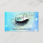 Makeup Eyelash QR Code Logo Glitter Blue Gold Visitekaartje (Voorkant)