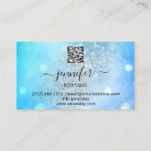 Makeup Eyelash QR Code Logo Glitter Blue Silver Visitekaartje (Achterkant)