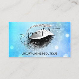 Makeup Eyelash QR Code Logo Glitter Blue Silver Visitekaartje