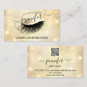 Makeup Eyelash QR Code Logo Glitter Eye Gold Visitekaartje (Voorkant / Achterkant)