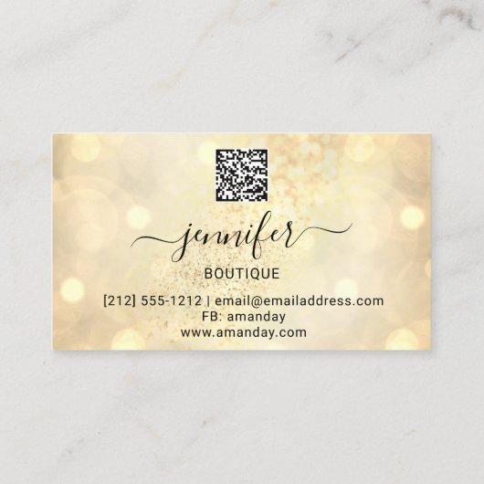 Makeup Eyelash QR Code Logo Glitter Eye Gold Visitekaartje (Achterkant)