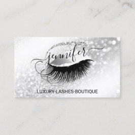 Makeup Eyelash QR Code Logo Glitter Gray Silver Visitekaartje