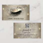 Makeup Eyelash QR Code Logo Glitter Lash Gold Visitekaartje (Voorkant / Achterkant)