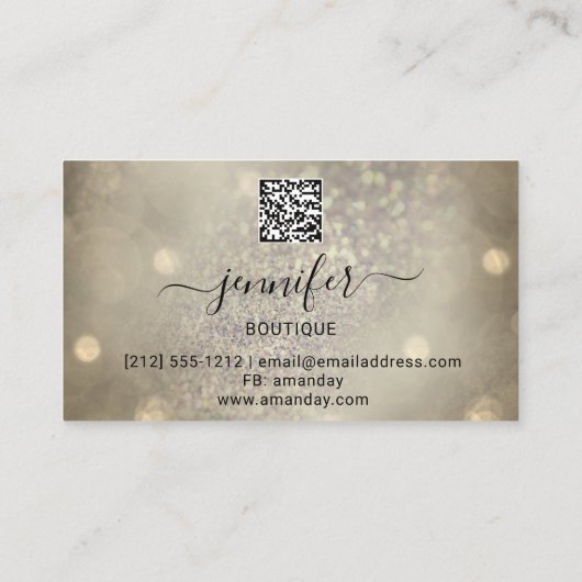Makeup Eyelash QR Code Logo Glitter Lash Gold Visitekaartje (Achterkant)