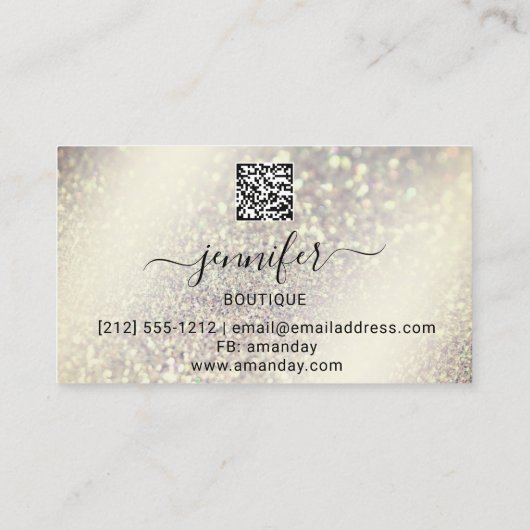 Makeup Eyelash QR Code Logo Glitter Lux Gold Visitekaartje (Achterkant)