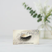 Makeup Eyelash QR Code Logo Glitter Lux Gold Visitekaartje (Staand voorkant)