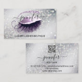 Makeup Eyelash QR Code Logo Glitter Lux Roze Visitekaartje (Voorkant / Achterkant)