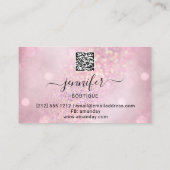 Makeup Eyelash QR Code Logo Glitter Pink Rose Glam Visitekaartje (Achterkant)