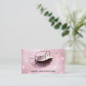 Makeup Eyelash QR Code Logo Glitter Pink Rose Glam Visitekaartje (Staand voorkant)