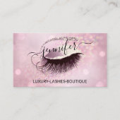 Makeup Eyelash QR Code Logo Glitter Pink Rose Glam Visitekaartje (Voorkant)