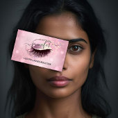 Makeup Eyelash QR Code Logo Glitter Pink Rose Glam Visitekaartje