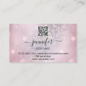 Makeup Eyelash QR Code Logo Glitter Pink Rose Gray Visitekaartje (Achterkant)