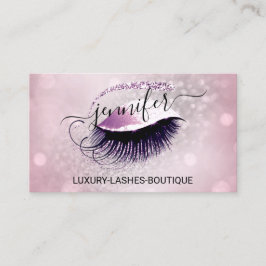 Makeup Eyelash QR Code Logo Glitter Pink Rose Gray Visitekaartje