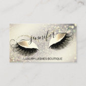 Makeup Eyelash QR Code Logo Glitter Royal Gold Visitekaartje (Voorkant)