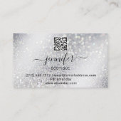 Makeup Eyelash QR Code Logo Glitter Smoky Silver Visitekaartje (Achterkant)