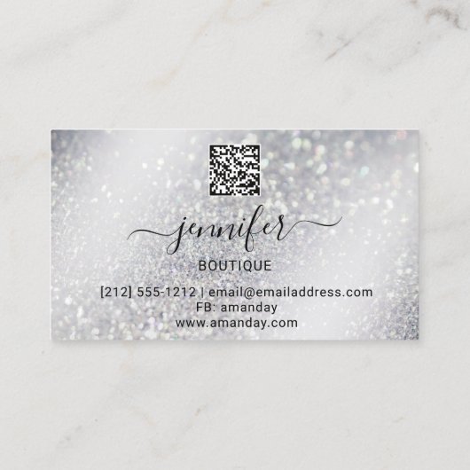 Makeup Eyelash QR Code Logo Glitter Smoky Silver Visitekaartje (Achterkant)