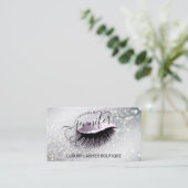 Makeup Eyelash QR Code Logo Glitter Smoky Silver Visitekaartje (Staand voorkant)