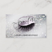 Makeup Eyelash QR Code Logo Glitter Smoky Silver Visitekaartje (Voorkant)