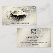 Makeup Eyelash QR Code Logo Glitter Vip Gold Visitekaartje (Voorkant / Achterkant)