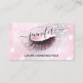 Makeup Eyelash QR Code Roze Glitter Eye Diamond Visitekaartje (Voorkant)