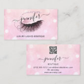 Makeup Eyelash QR Code Roze Glitter Eye Logo Visitekaartje (Voorkant / Achterkant)
