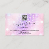 Makeup Eyelash QR Code Roze Glitter Oogoog Paars Visitekaartje (Achterkant)