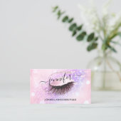 Makeup Eyelash QR Code Roze Glitter Oogoog Paars Visitekaartje (Staand voorkant)