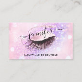 Makeup Eyelash QR Code Roze Glitter Oogoog Paars Visitekaartje (Voorkant)