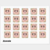 Makeup Eyelash SPA Cleaner Floral Mint Green Peach Vierkante Sticker (Vel)