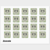 Makeup Eyelash SPA Cleaner Floral Mint Green Vierkante Sticker (Vel)