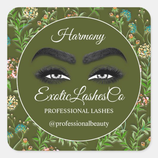 Makeup Eyelash SPA Cleaner Floral Mint Greenery Vierkante Sticker (Voorkant)