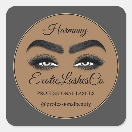 Makeup Eyelash SPA Cleaner Verpakking Bruin Vierkante Sticker (Voorkant)