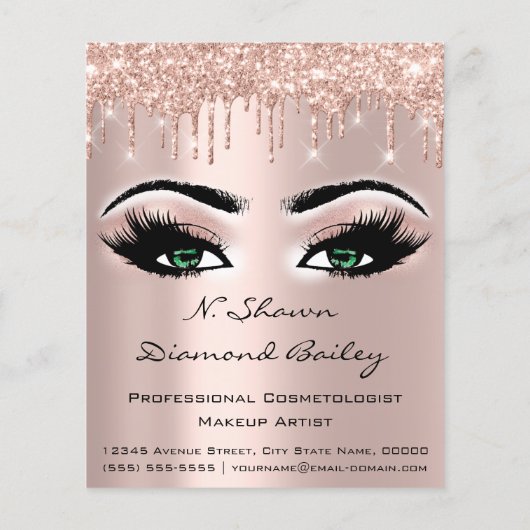 Makeup Eyelashes Beauty Salon Green Eyes Drivers Flyer (Achterkant)