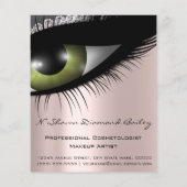 Makeup Eyelashes Beauty Salon Green Eyes Silver Flyer (Achterkant)